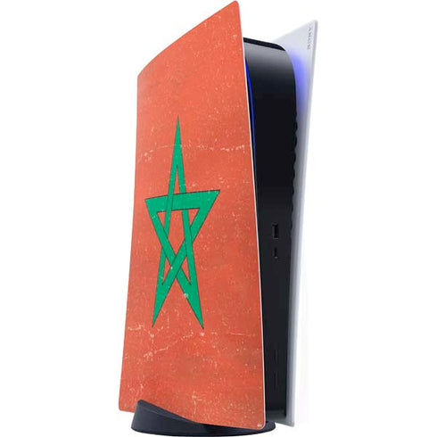 Morocco Flag Distressed PS5 Digital Edition Console Skin
